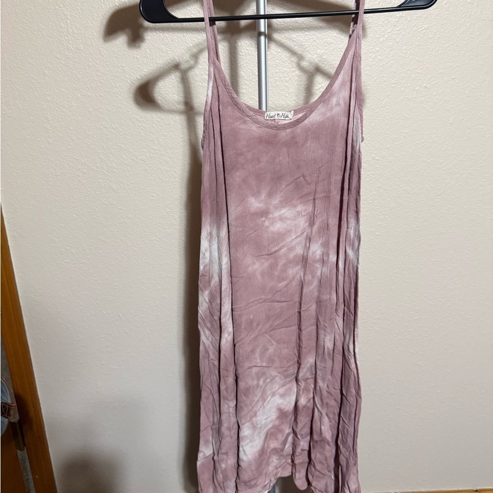 Heart Hips Pink and White Tie-Dye Midi Dress